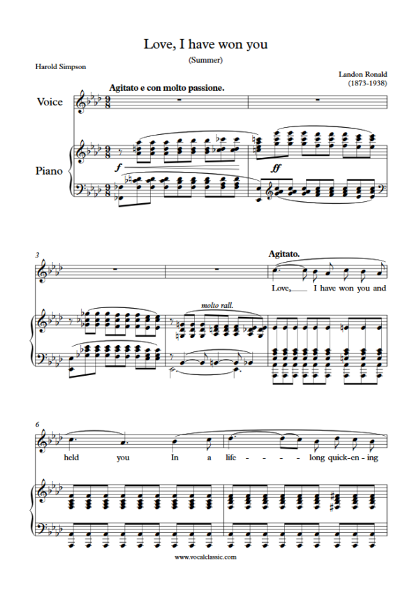 L. Ronald : Love, I have won you (Ab Key) PDF Sheet music