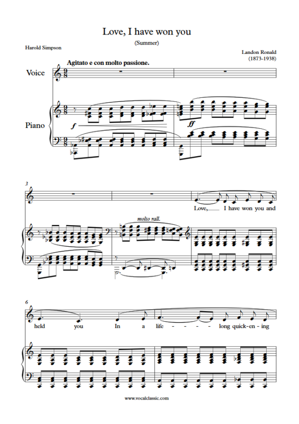 L. Ronald : Love, I have won you (C Key) PDF Sheet music