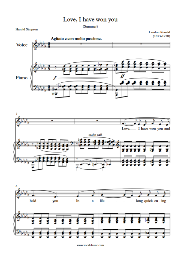 L. Ronald : Love, I have won you (Db Key) PDF Sheet music