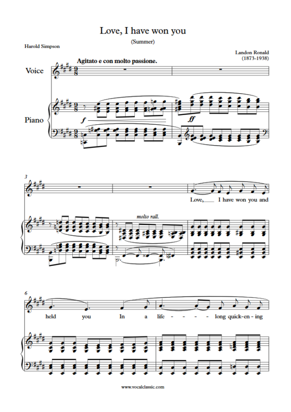 L. Ronald : Love, I have won you (E Key) PDF Sheet music