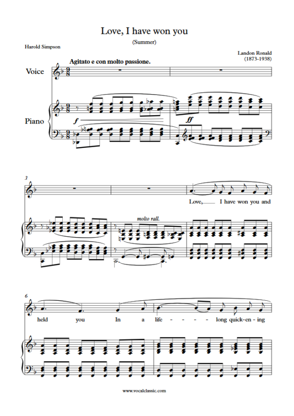 L. Ronald : Love, I have won you (F Key) PDF Sheet music