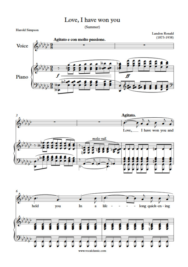 L. Ronald : Love, I have won you (Gb Key) PDF Sheet music