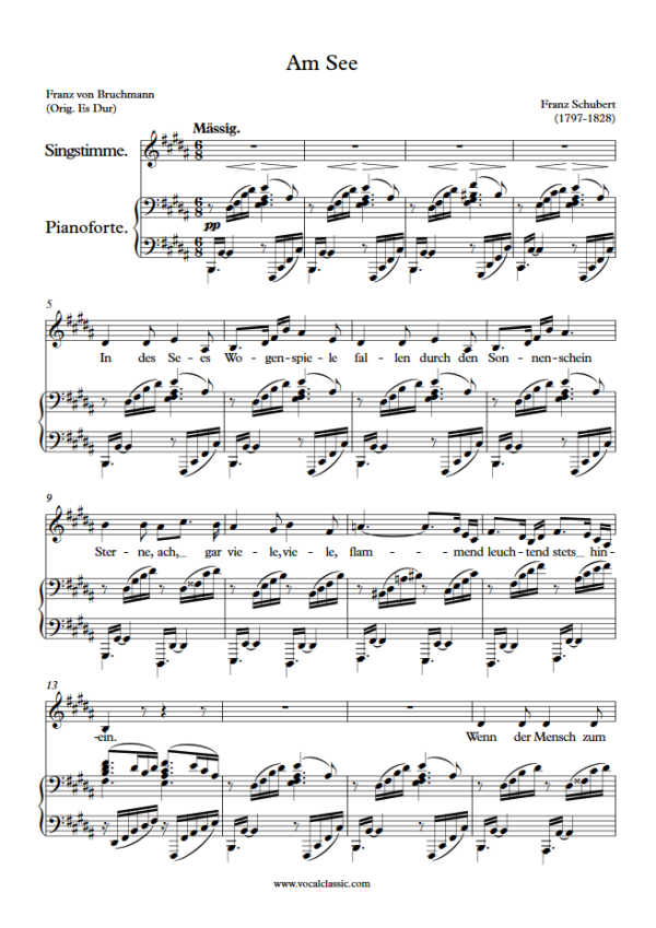 F. Schubert : Am See (B key) PDF Sheet music