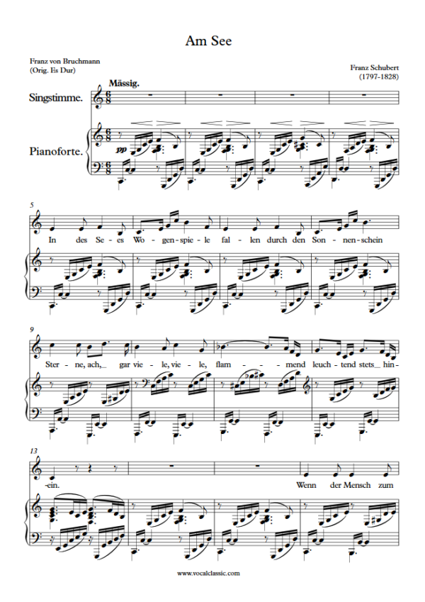 F. Schubert : Am See (C key) PDF Sheet music