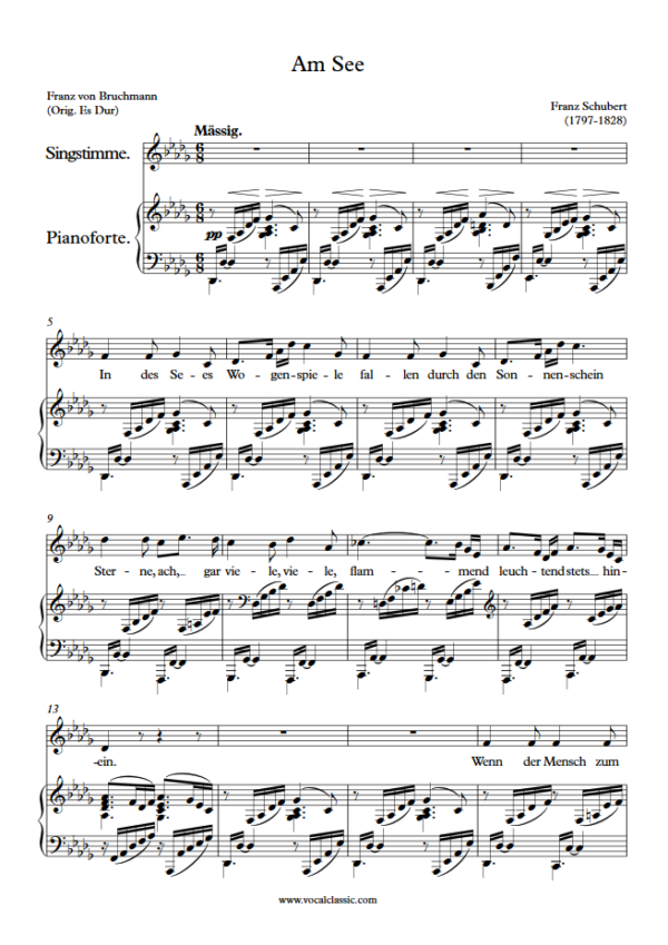 F. Schubert : Am See (Db key) PDF Sheet music