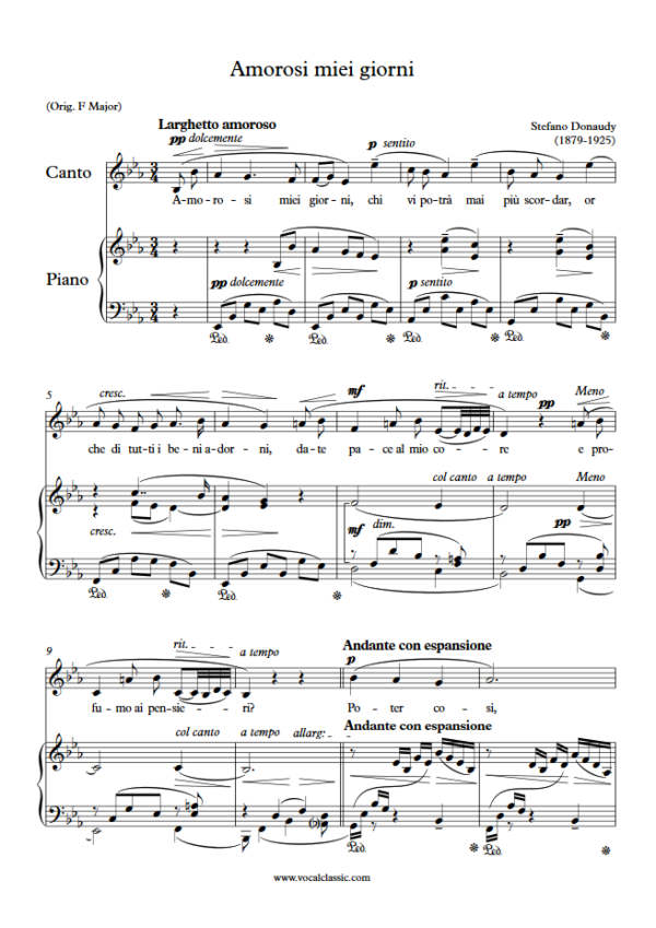 S. Donaudy : Amorosi miei giorni (Eb Key) PDF Sheet music