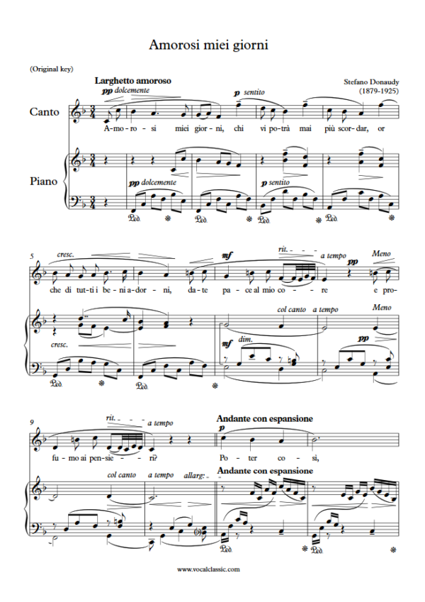 S. Donaudy : Amorosi miei giorni (F Key, Original) PDF Sheet music