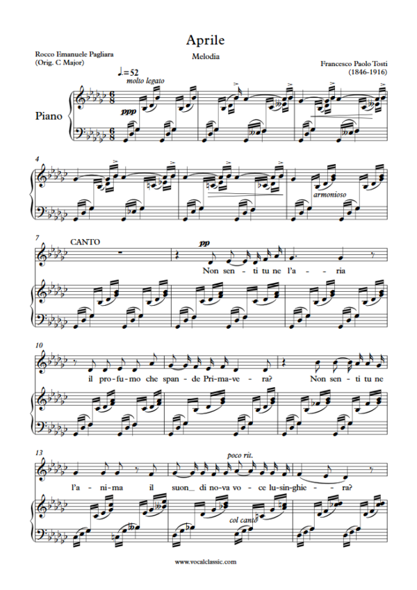 F. P. Tosti : Aprile (Gb Key) PDF Sheet music