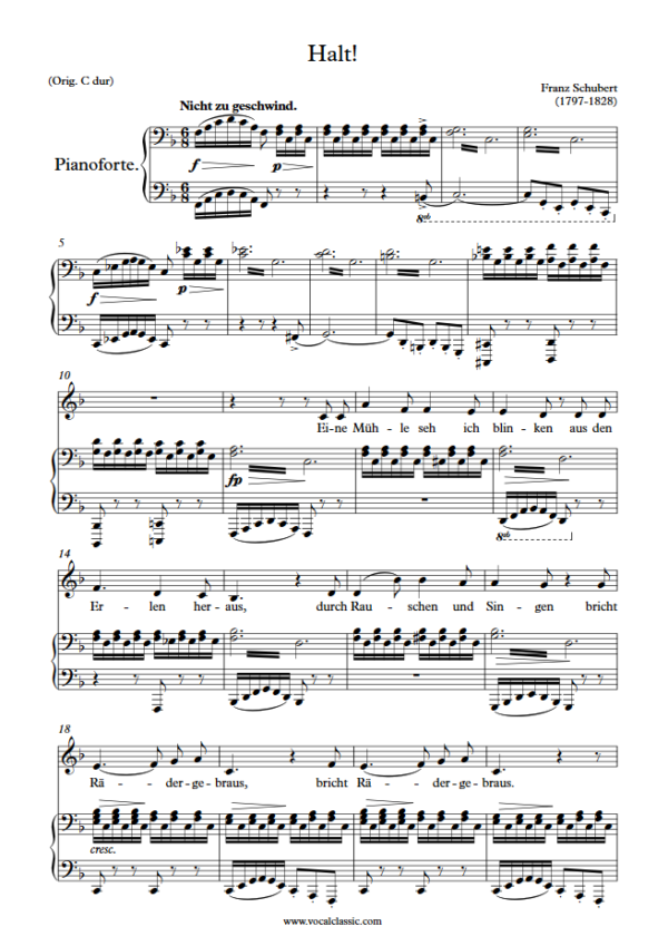 F. Schubert : Halt! (F Key) PDF Sheet music