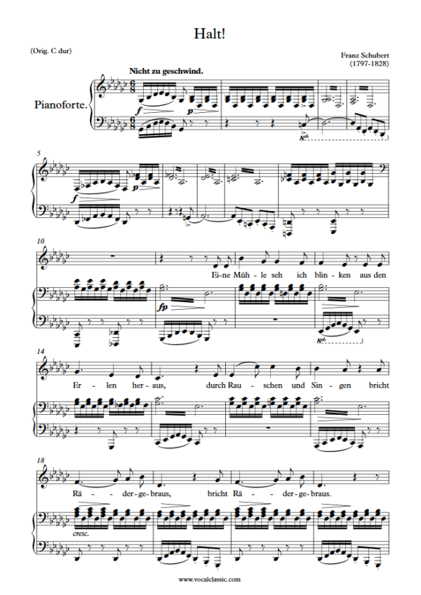 F. Schubert : Halt! (Gb Key) PDF Sheet music