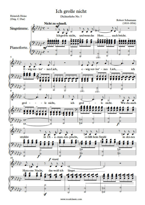 R. Schumann : Ich grolle nicht (Gb Key) PDF Sheet music