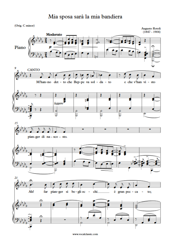 A. Rotoli : Mia sposa sarà la mia bandiera (Bb minor Key) PDF Sheet music