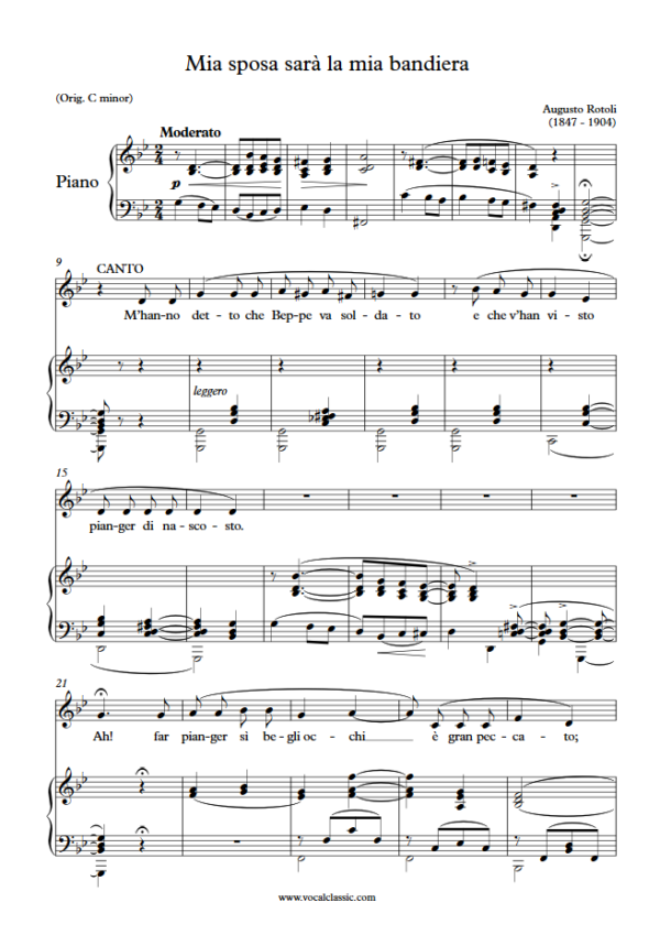 A. Rotoli : Mia sposa sarà la mia bandiera (G minor Key) PDF Sheet music