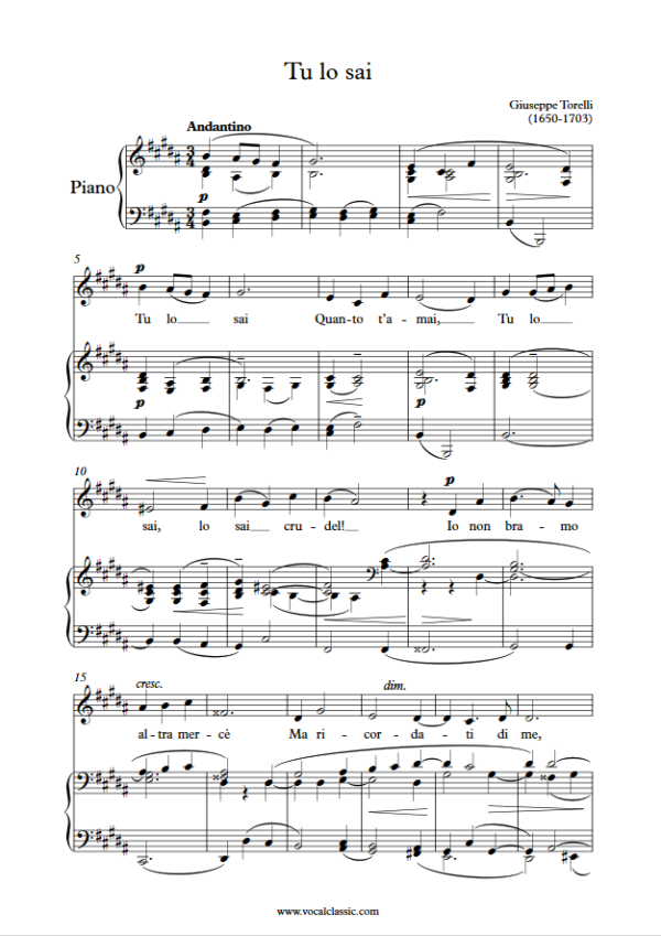 G. Torelli : Tu lo sai (B Key) PDF Sheet music