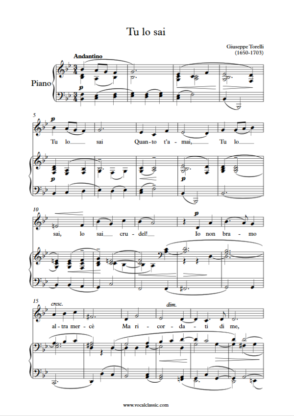 G. Torelli : Tu lo sai (Bb Key) PDF Sheet music