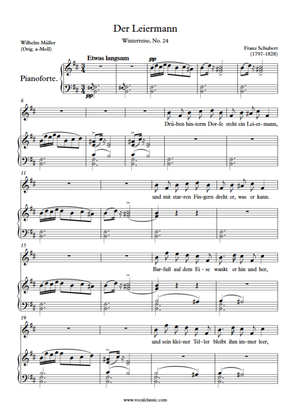 F. Schubert : Der Leiermann (B minor Key) PDF Sheet music