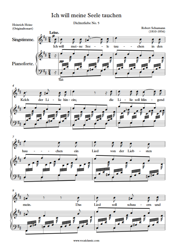 R. Schumann : Ich will meine Seele tauchen (B minor Key, Original) PDF Sheet music