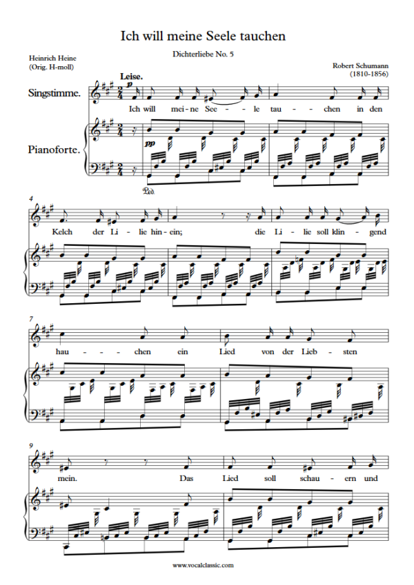 R. Schumann : Ich will meine Seele tauchen (F sharp minor Key) PDF Sheet music