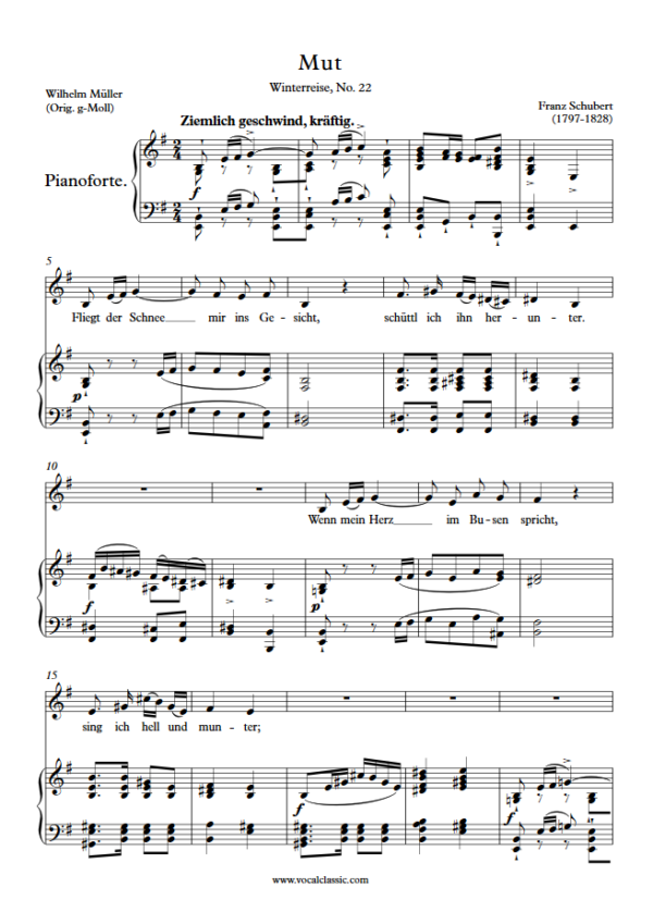 F. Schubert : Mut (E minor Key) PDF Sheet music