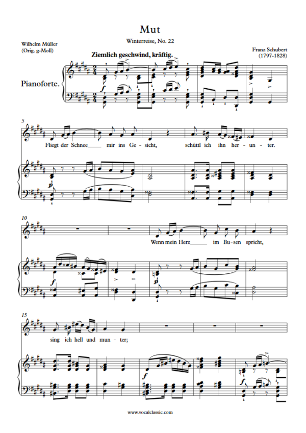 F. Schubert : Mut (G sharp minor Key) PDF Sheet music