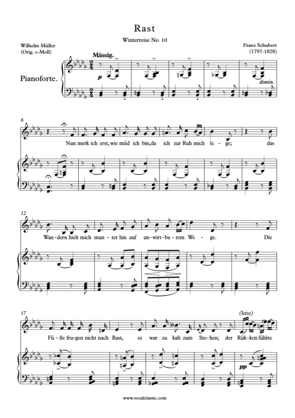 F. Schubert : Rast (Bb minor Key) PDF Sheet music