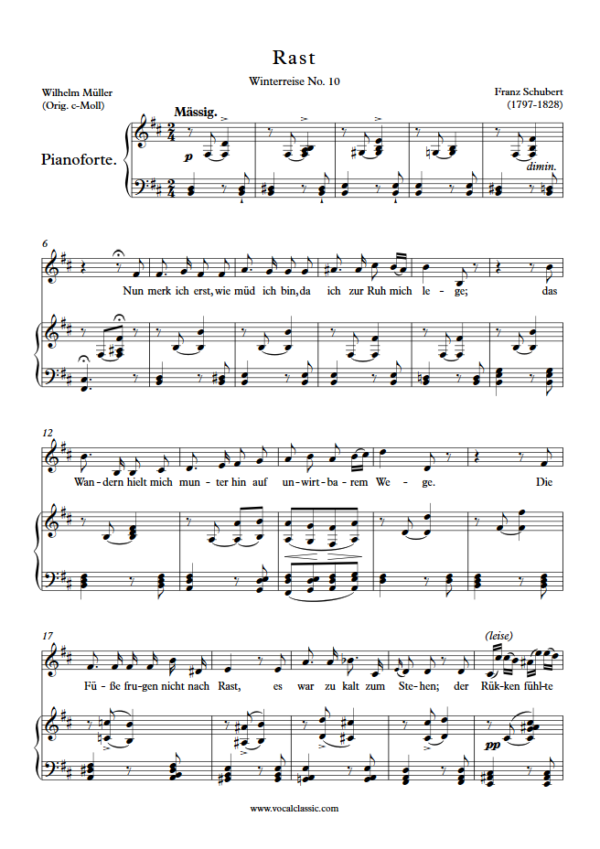 F. Schubert : Rast (B minor Key) PDF Sheet music