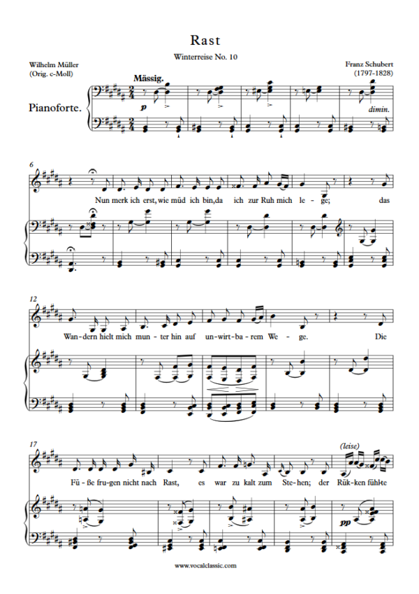 F. Schubert : Rast (G sharp minor Key) PDF Sheet music