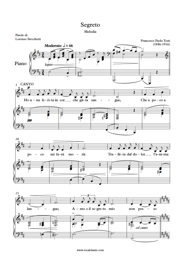 F. P. Tosti : Segreto (B minor Key) PDF Sheet music