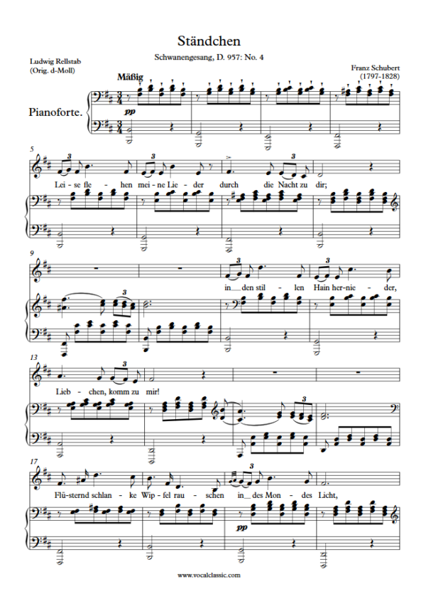 F. Schubert : Ständchen (B minor Key) PDF Sheet music