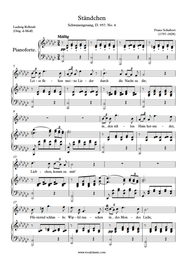 F. Schubert : Ständchen (Eb minor Key) PDF Sheet music