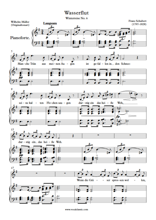 F. Schubert : Wasserflut (E minor Key, Original) PDF Sheet music