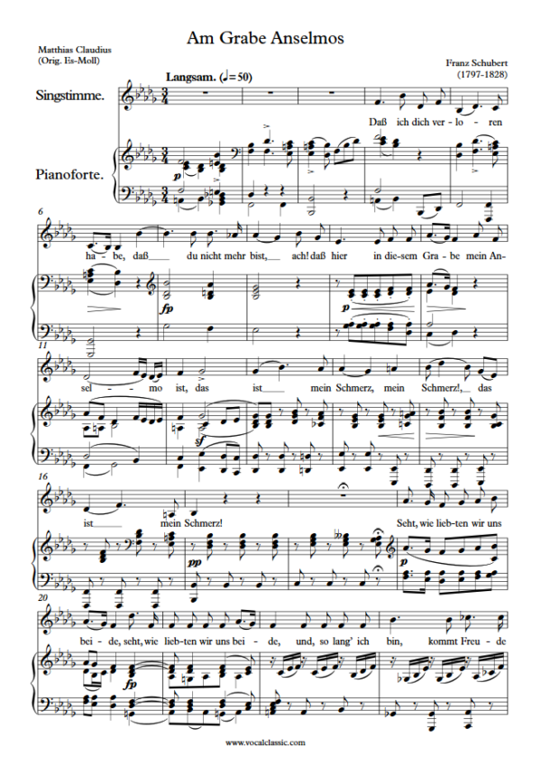 F. Schubert : Am Grabe Anselmos (Bb minor Key) PDF Sheet music