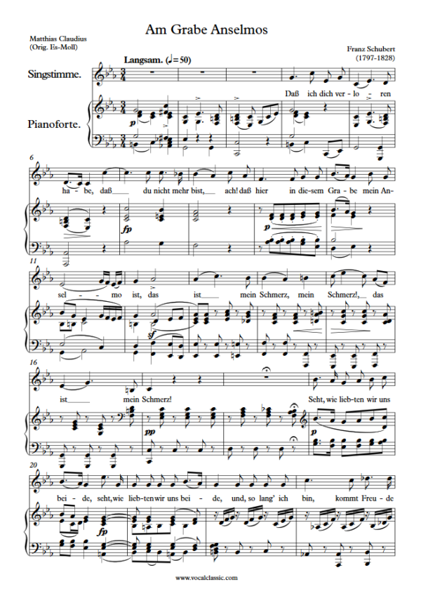 F. Schubert : Am Grabe Anselmos (C minor Key) PDF Sheet music