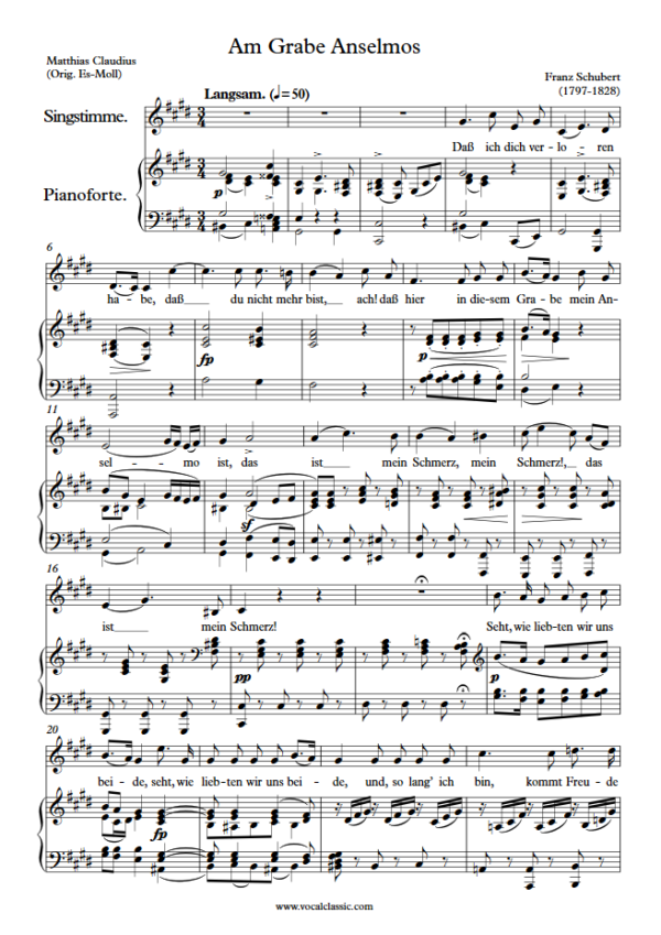 F. Schubert : Am Grabe Anselmos (C sharp minor Key) PDF Sheet music