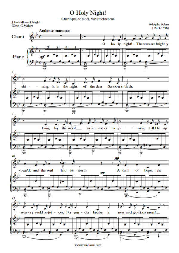 A. Adam : O Holy Night (Bb Key) PDF Sheet music