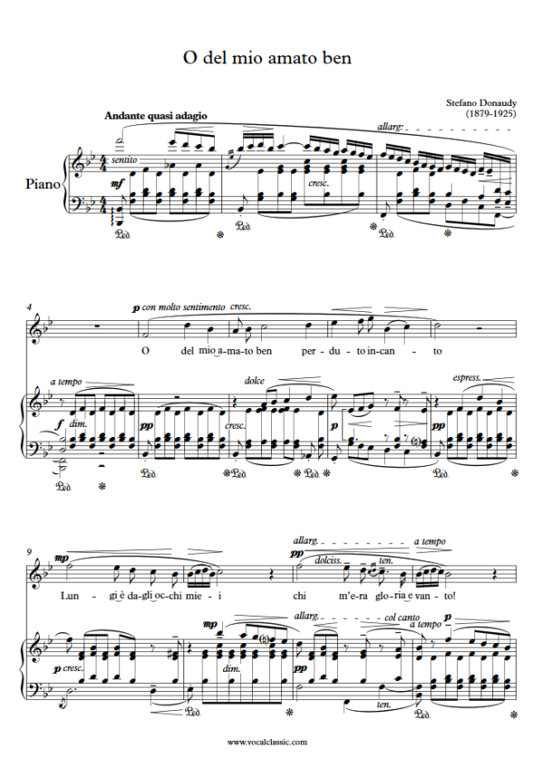 S. Donaudy : O del mio amato ben (Bb Key) PDF Sheet music