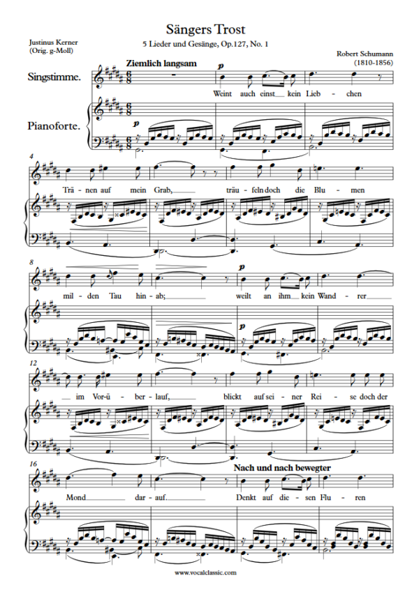 R. Schumann : Sängers Trost (G sharp minor Key) PDF Sheet music