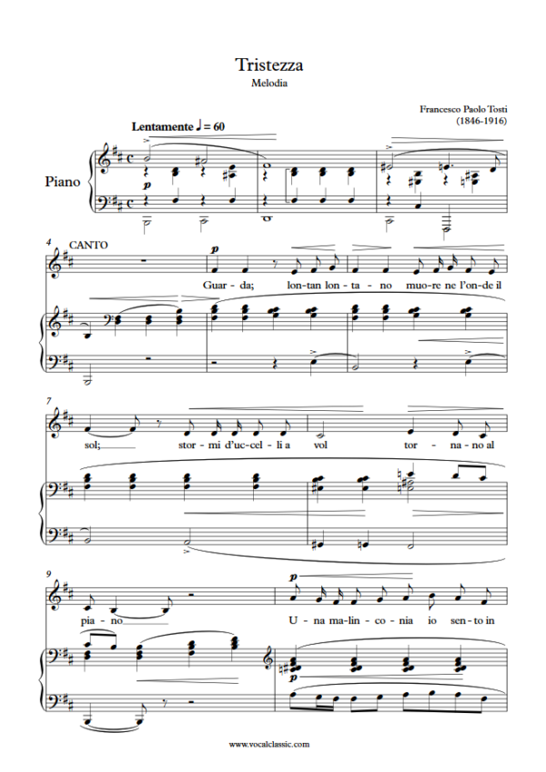 F. P. Tosti : Tristezza (B minor Key) PDF Sheet music