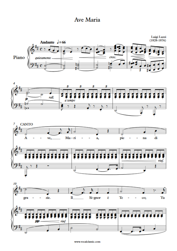 L. Luzzi : Ave Maria (D Key) PDF Sheet music