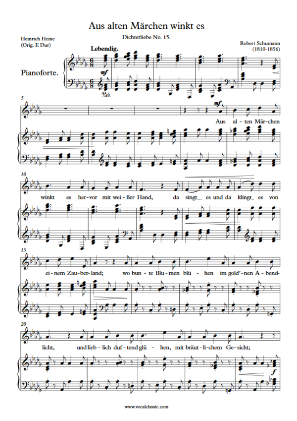 R. Schumann : Aus alten Märchen winkt es (Db Key) PDF Sheet music