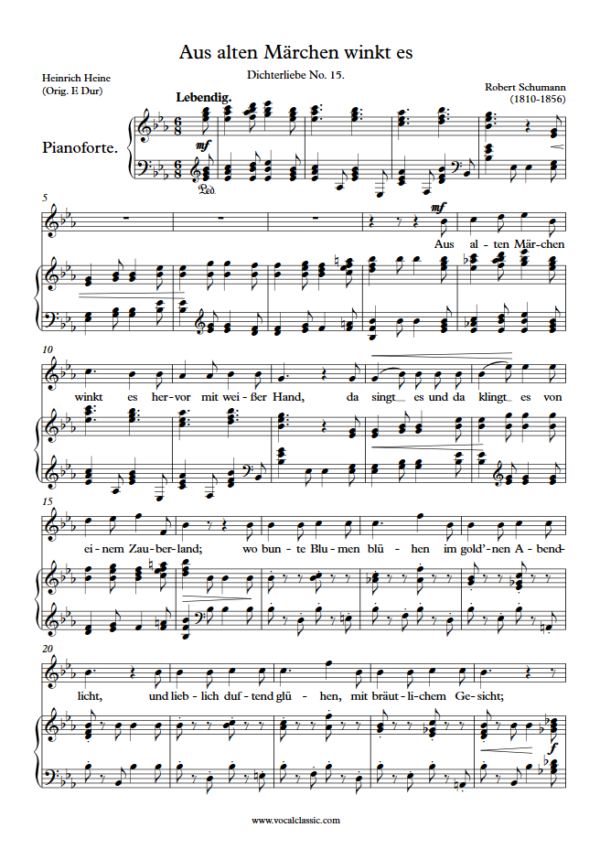 R. Schumann : Aus alten Märchen winkt es (Eb Key) PDF Sheet music