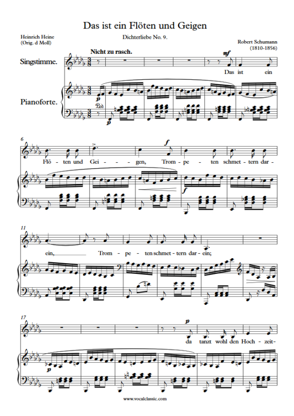 R. Schumann : Das ist ein Flöten und Geigen (Bb minor Key) PDF Sheet music