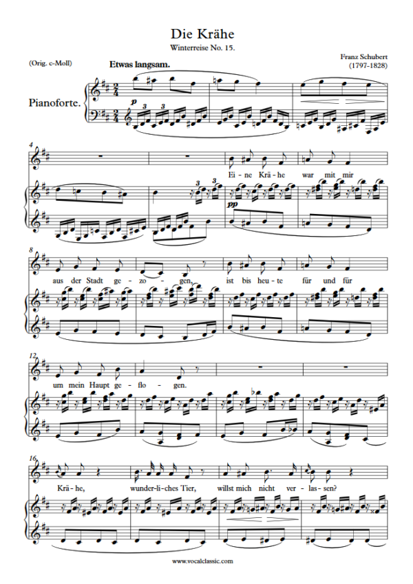 F. Schubert : Die Krähe (B minor Key) PDF Sheet music