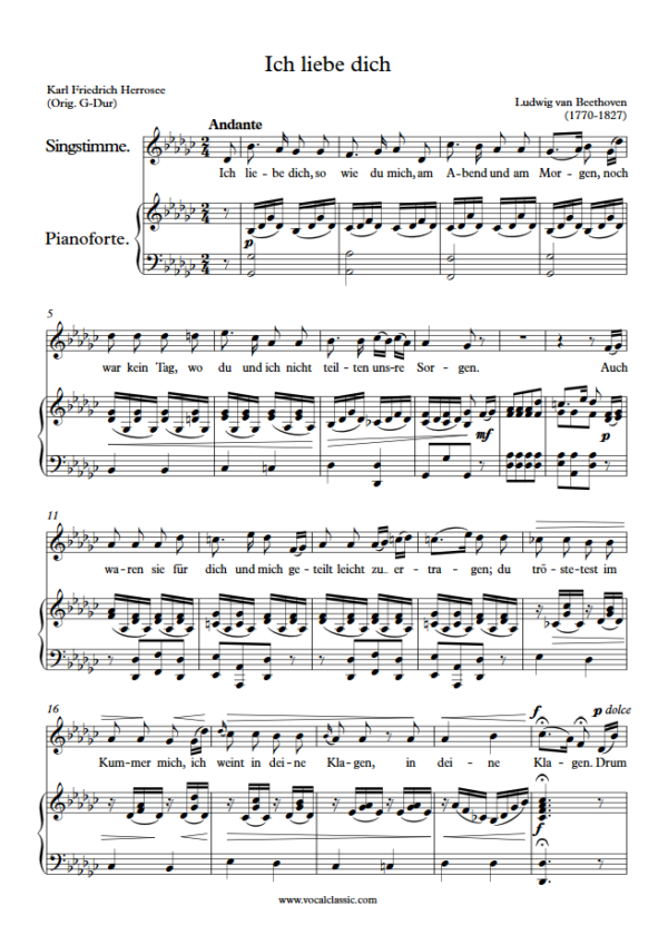 L. v. Beethoven : Ich liebe dich (Gb Key) PDF Sheet music