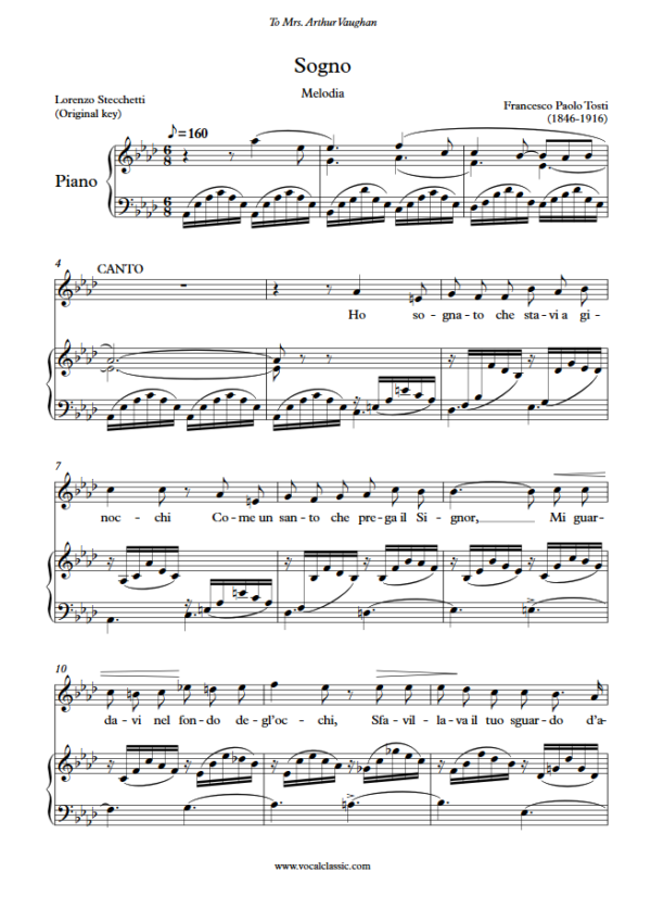 F. P. Tosti : Sogno (Ab Key, Original) PDF Sheet music