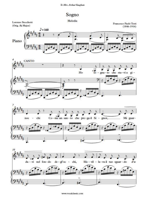 F. P. Tosti : Sogno (B Key) PDF Sheet music