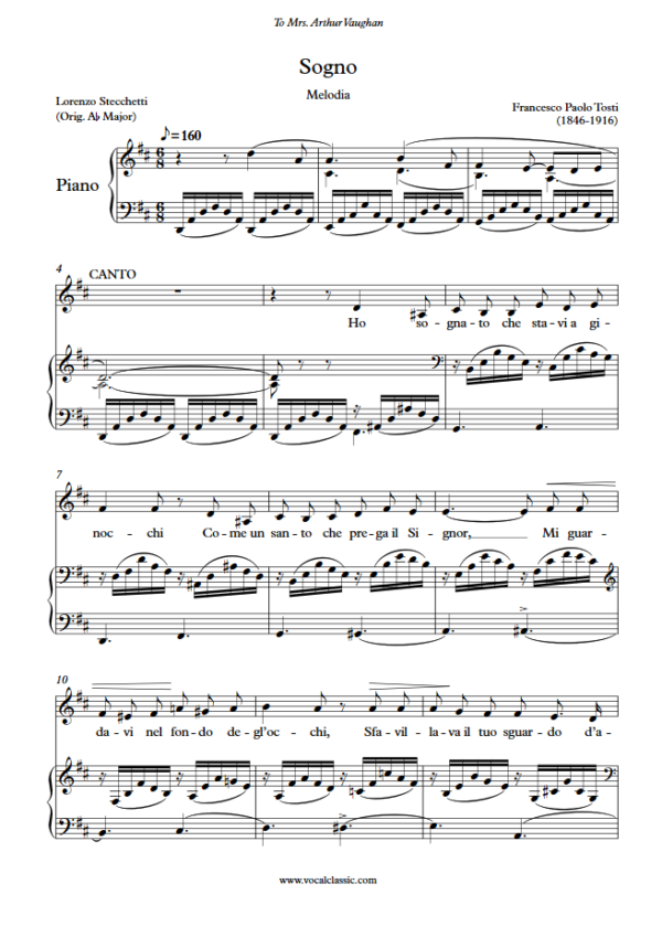 F. P. Tosti : Sogno (D Key) PDF Sheet music