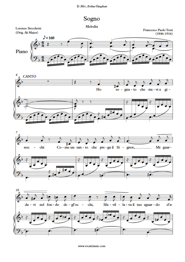 F. P. Tosti : Sogno (F Key) PDF Sheet music